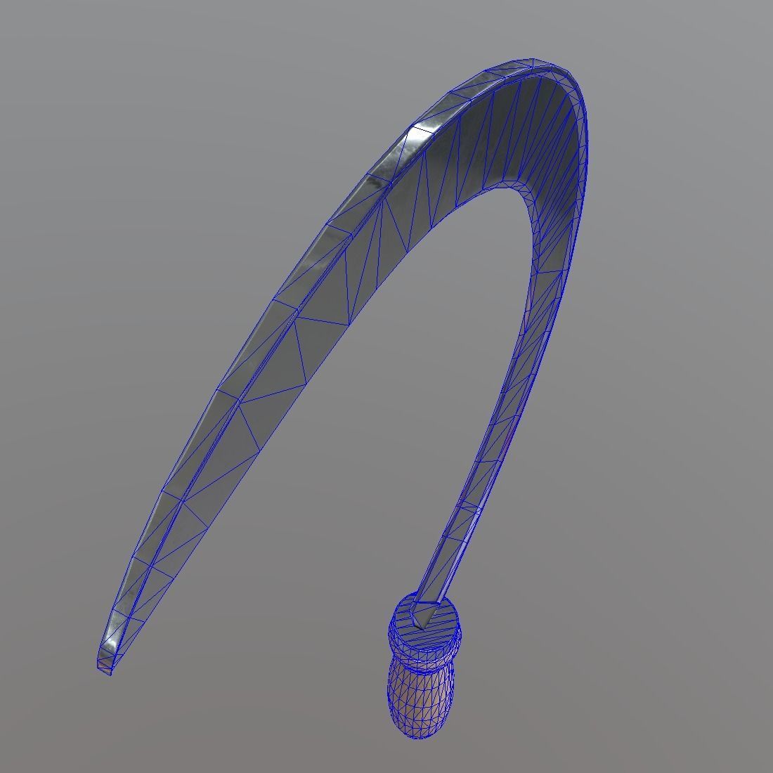 Sickle knife with wooden handle Low-poly 3D model_13