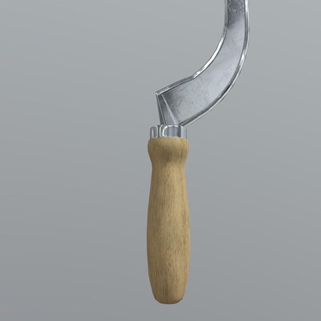 Sickle knife with wooden handle Low-poly 3D model_10