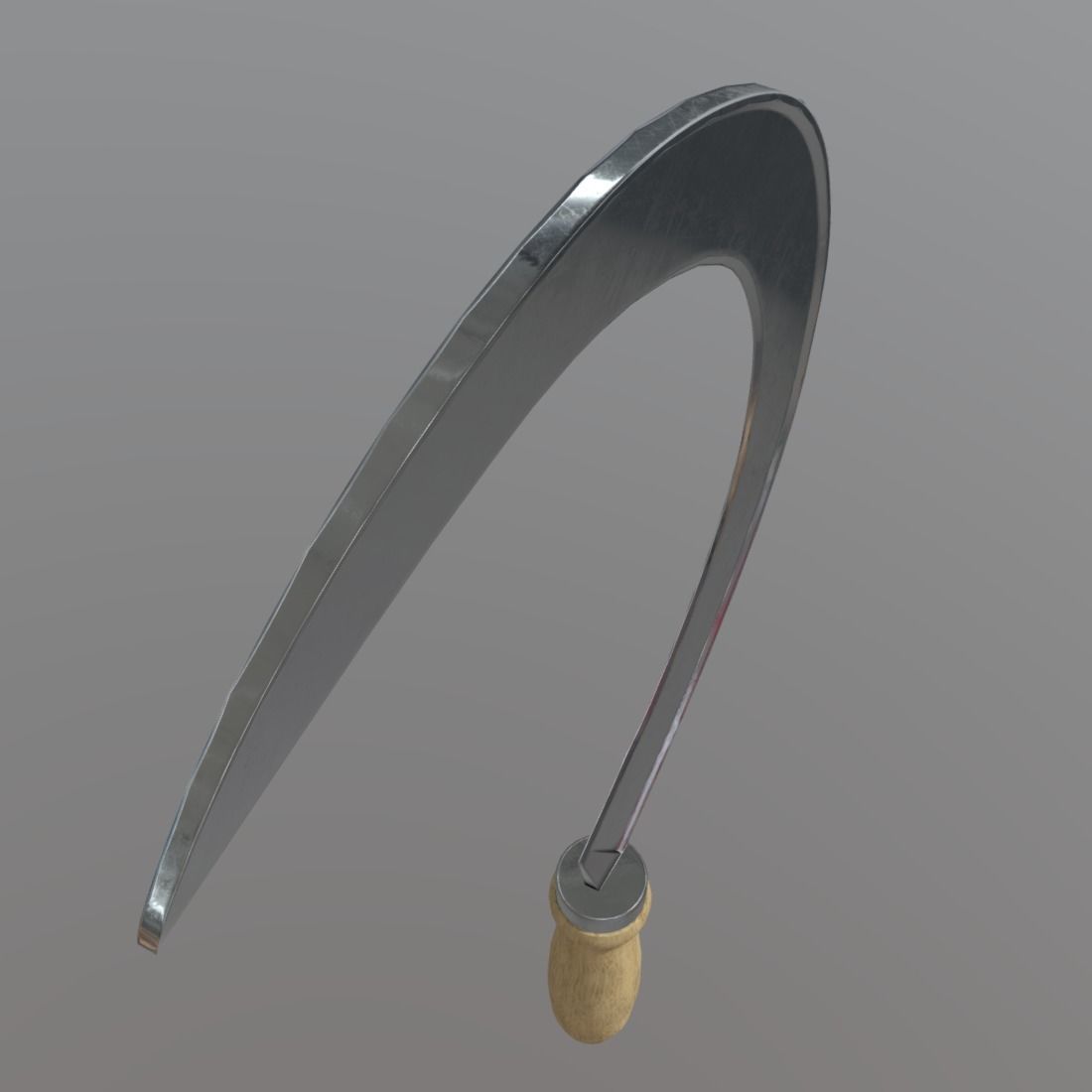 Sickle knife with wooden handle Low-poly 3D model_12