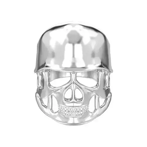 Skull in helmet biker ring 