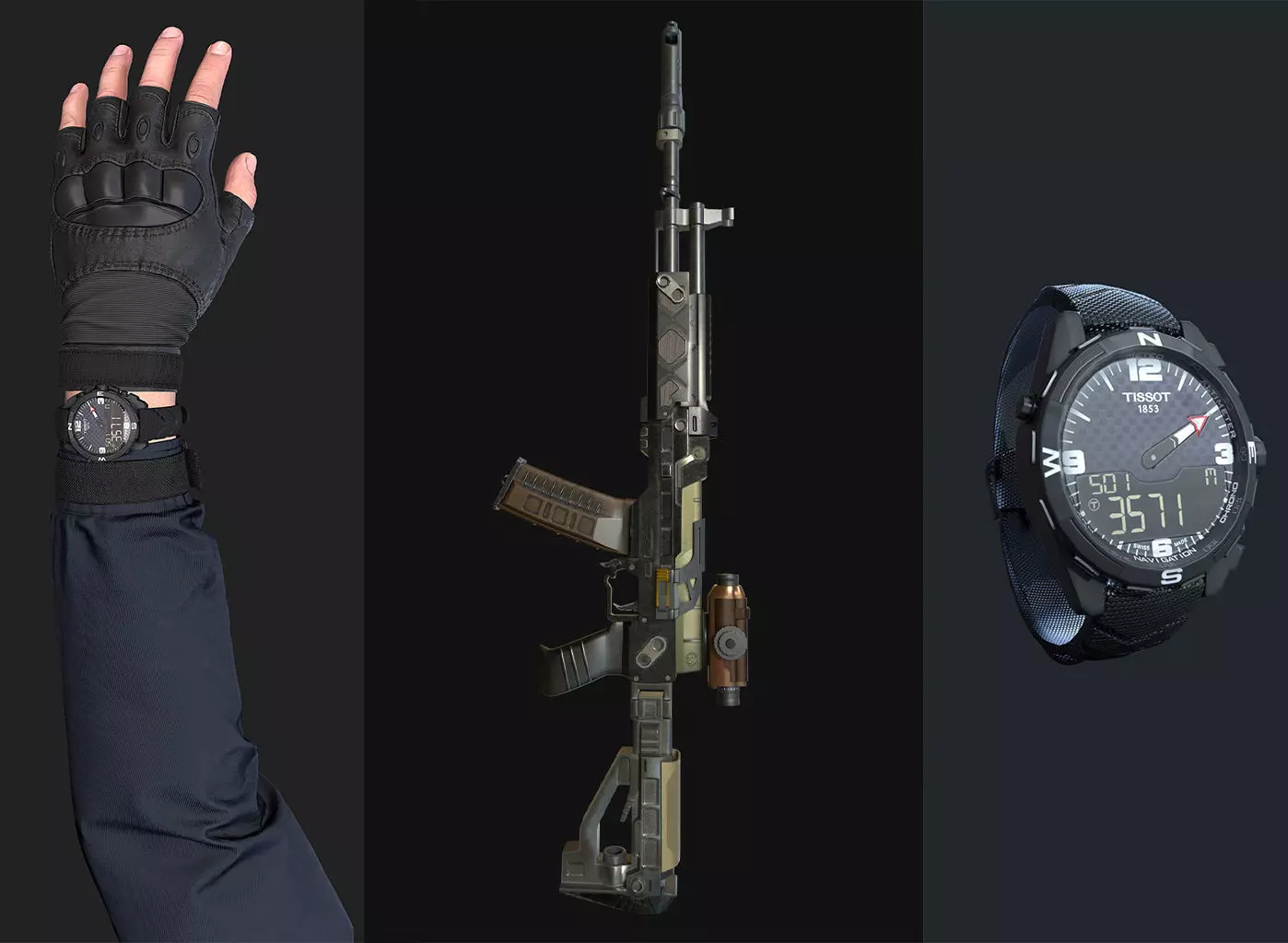 FPS Commando with Arm and Hand and Weapon and Animations Low-poly 3D model