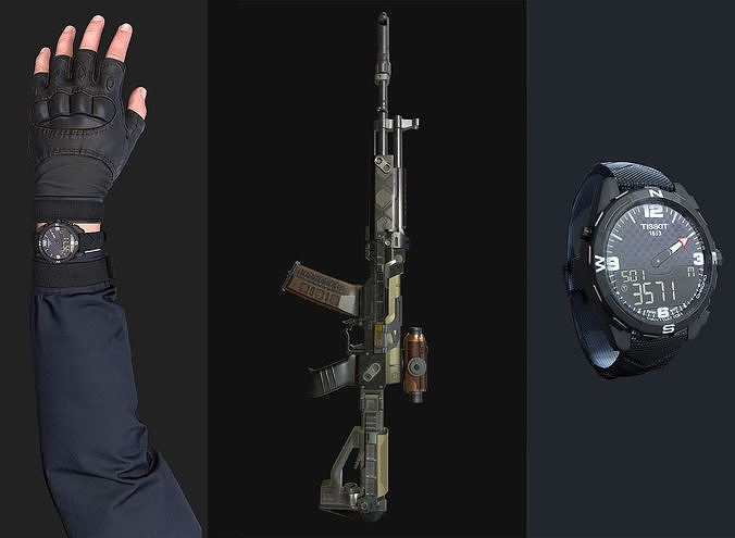 FPS Commando with Arm and Hand and  Weapon and  Animations  Low-poly 3D model