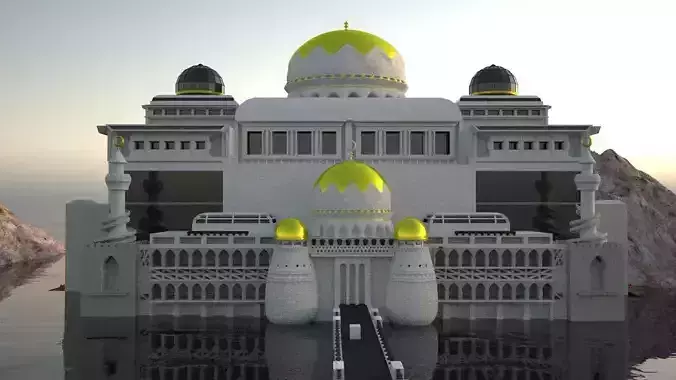 Huge masjid in ocean 3D model