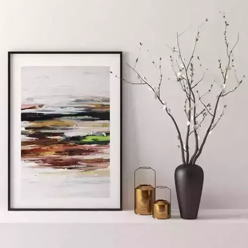 set536 abstract painting in frame on wall