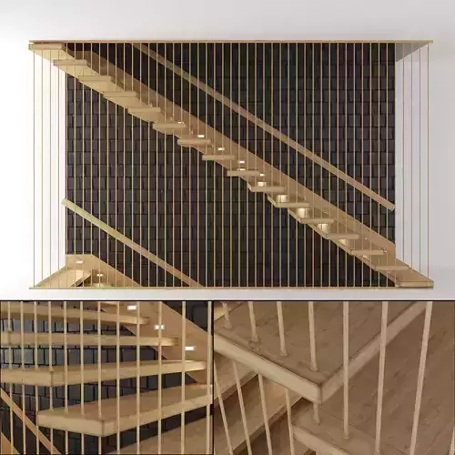 stair215 wooden staircase with railings