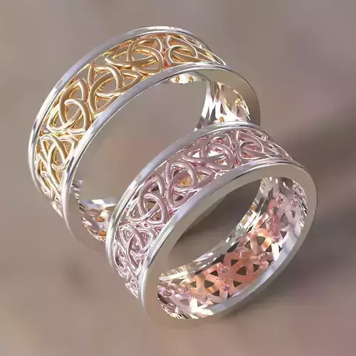  Celtic pattern wedding rings 3D print model