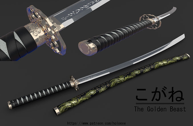 Kogane golden beast samurai sword 3D model