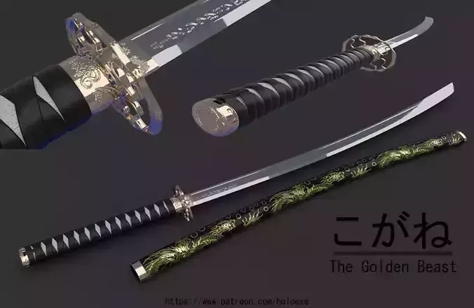 Kogane golden beast samurai sword