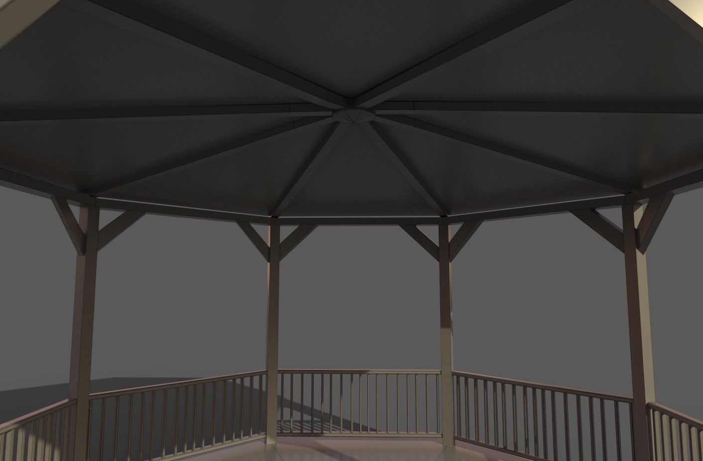 gazebo wooden Low-poly 3D model_4