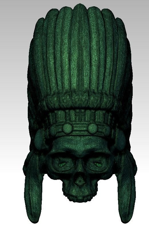 Detailed Indian Skull Chief Ring 3D print model_6