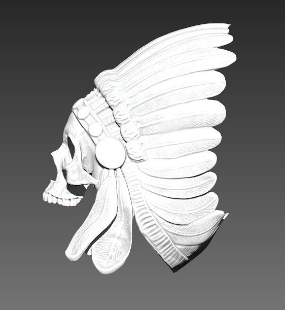 Detailed Indian Skull Chief Ring 3D print model_1