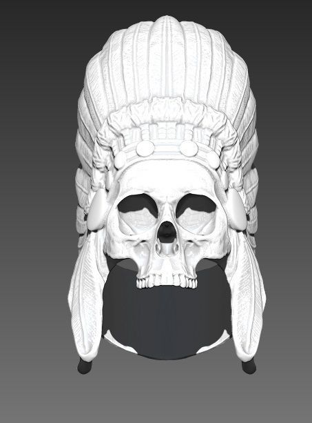 Detailed Indian Skull Chief Ring 3D print model_2