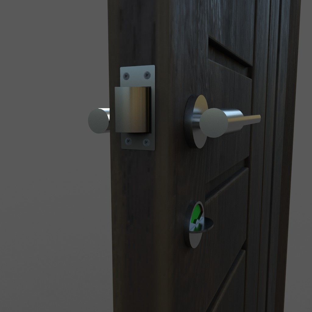 Game Ready Door wooden Low-poly 3D model_2
