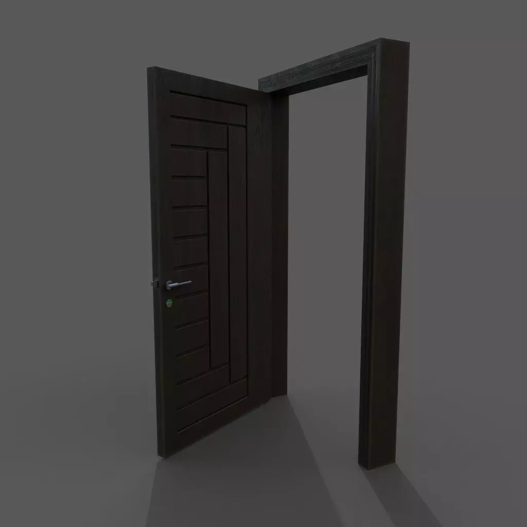 Game Ready Door wooden Low-poly 3D model_0