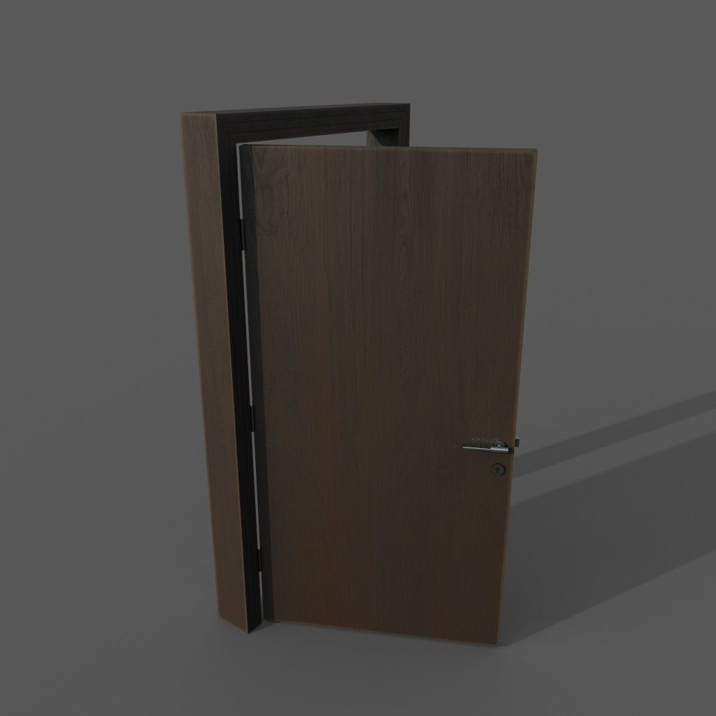 Game Ready Door wooden Low-poly 3D model_5