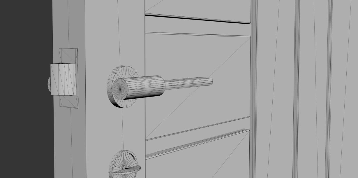 Game Ready Door wooden Low-poly 3D model_6
