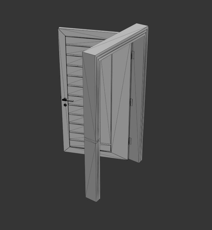 Game Ready Door wooden Low-poly 3D model_7