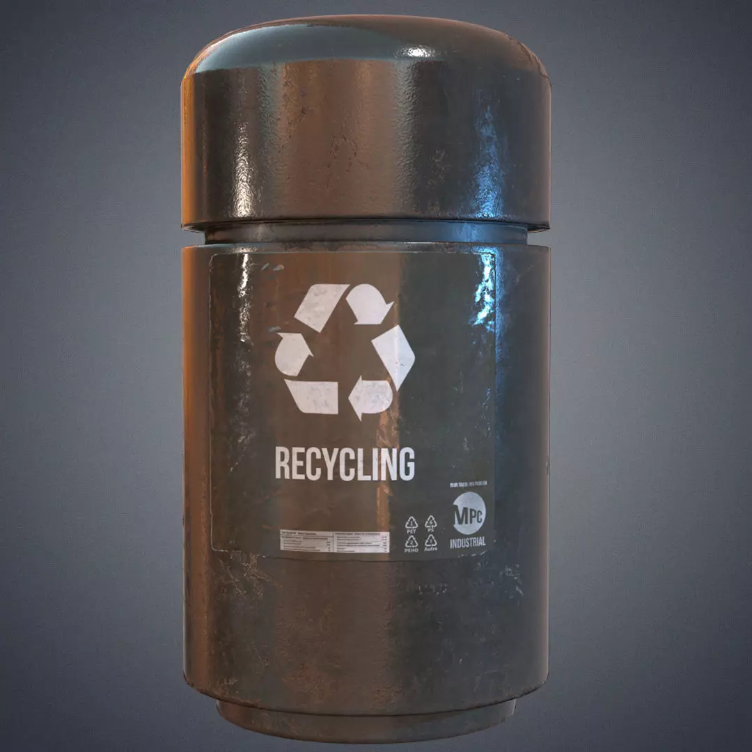 Trash bin Low-poly 3D model