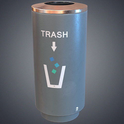 Trash bin Low-poly 3D model