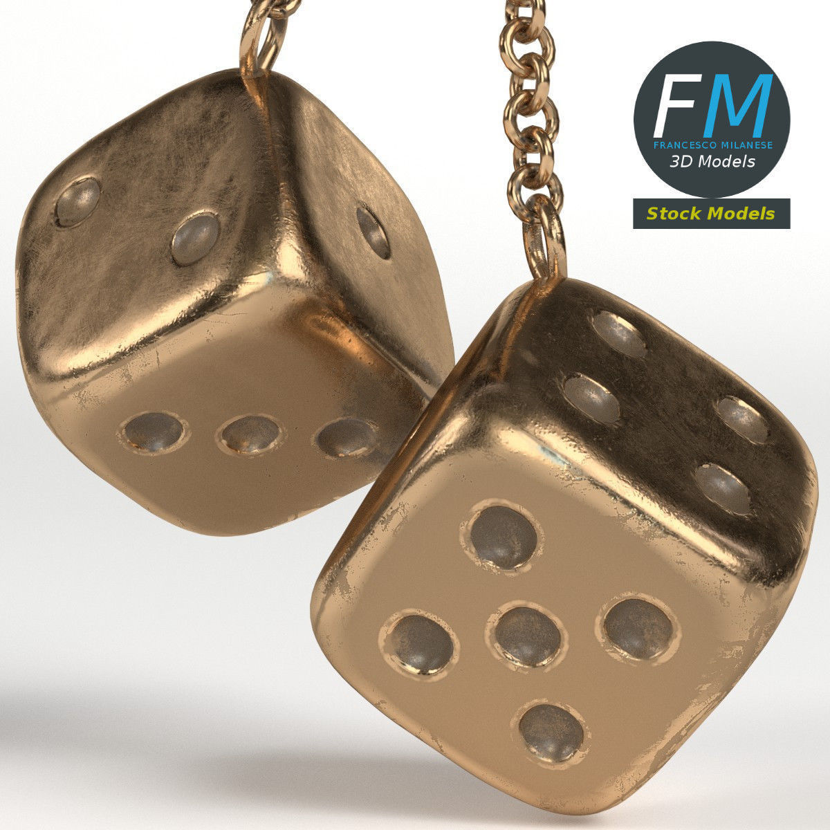 Decorative metal dice 3D model_4