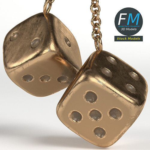 Decorative metal dice 3D model 4