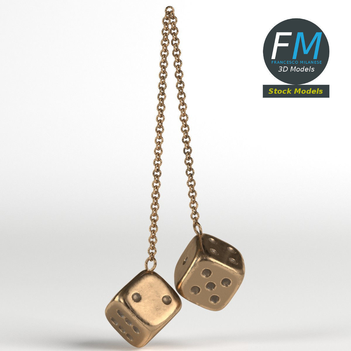 Decorative metal dice 3D model_3