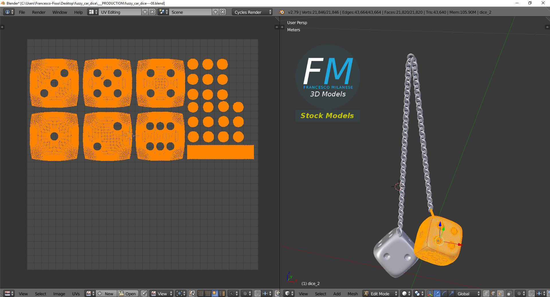 Decorative metal dice 3D model_10