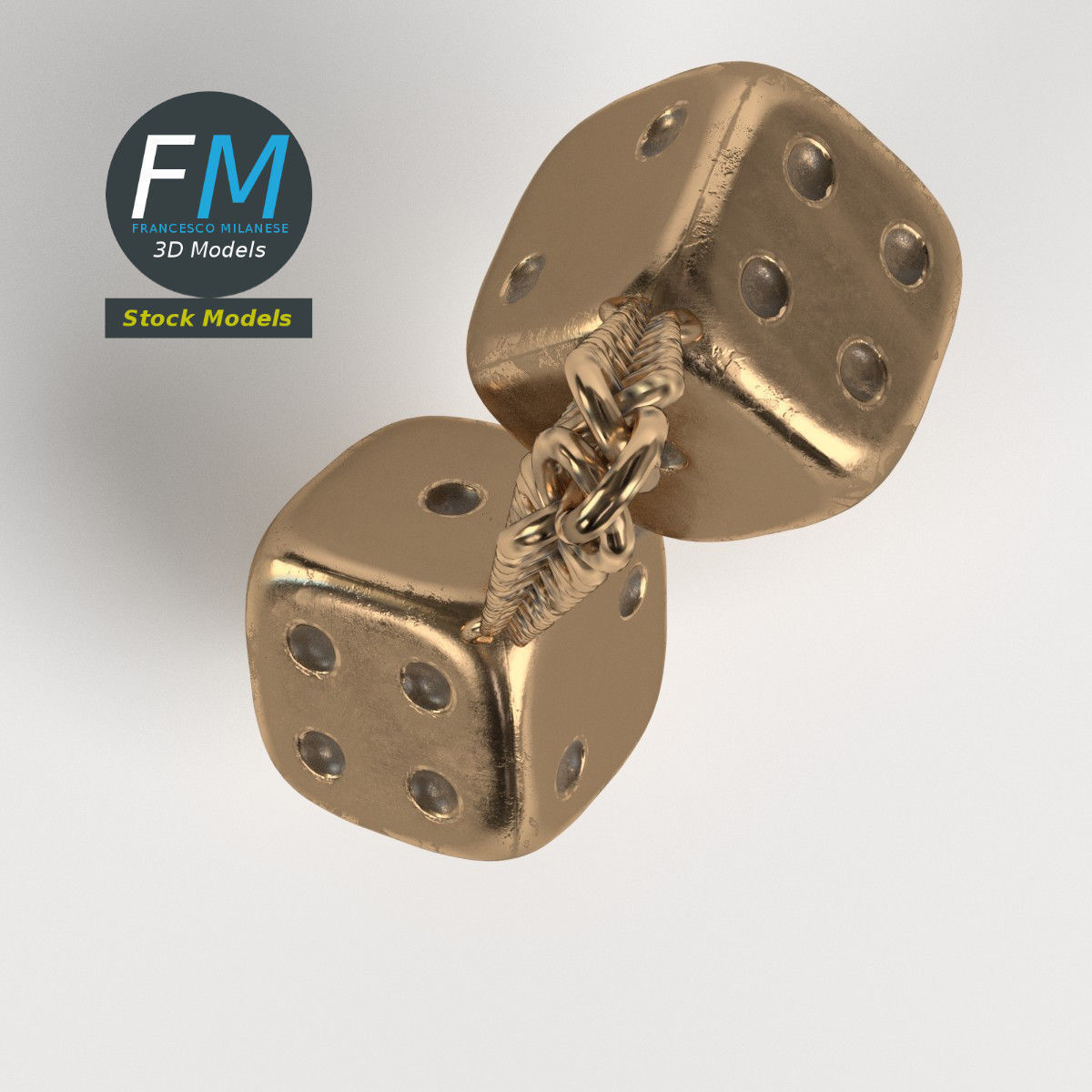 Decorative metal dice 3D model_6