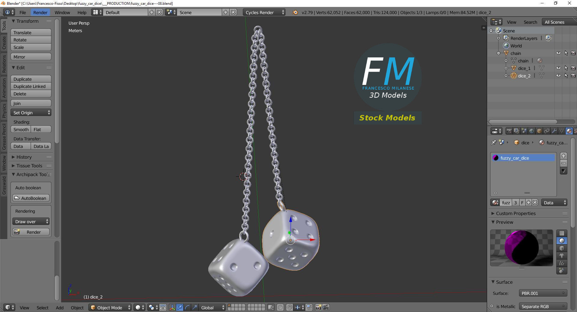 Decorative metal dice 3D model_9