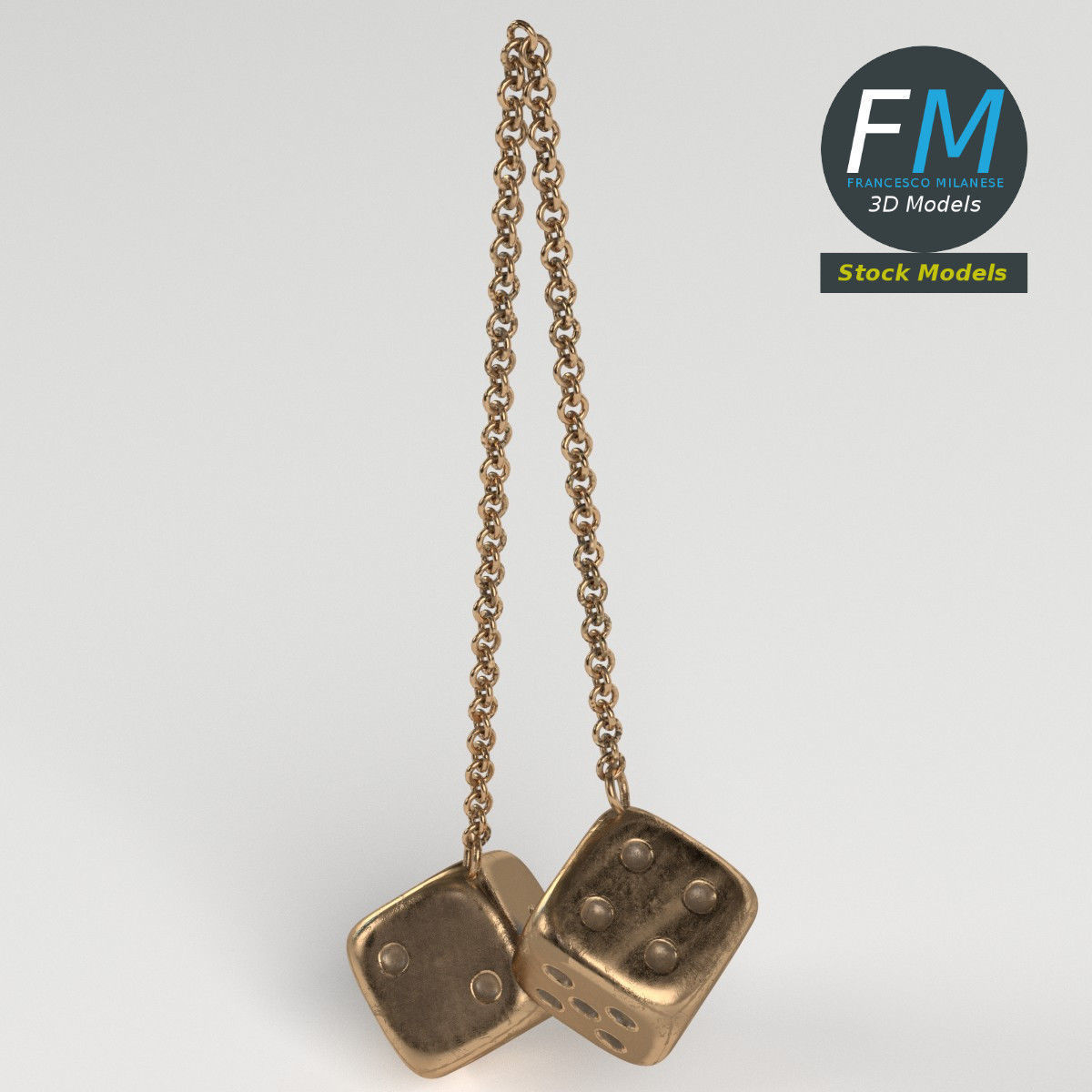 Decorative metal dice 3D model_2