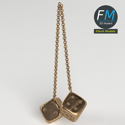 Decorative metal dice 3D model 2