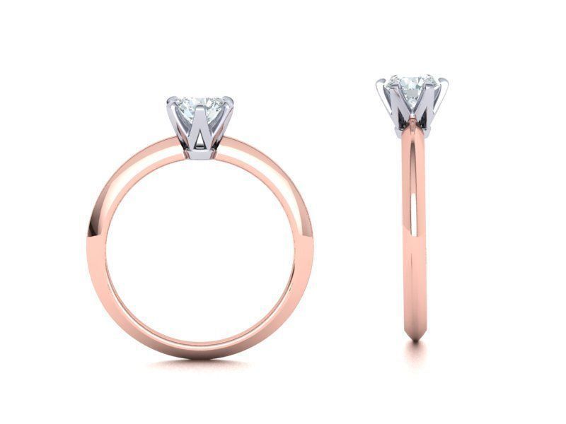 Solitaire 6claw ring with 5mm stone 3dmodel 3D print model_16