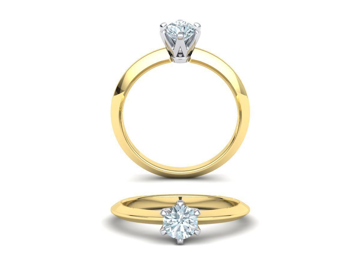 Solitaire 6claw ring with 5mm stone 3dmodel 3D print model_20