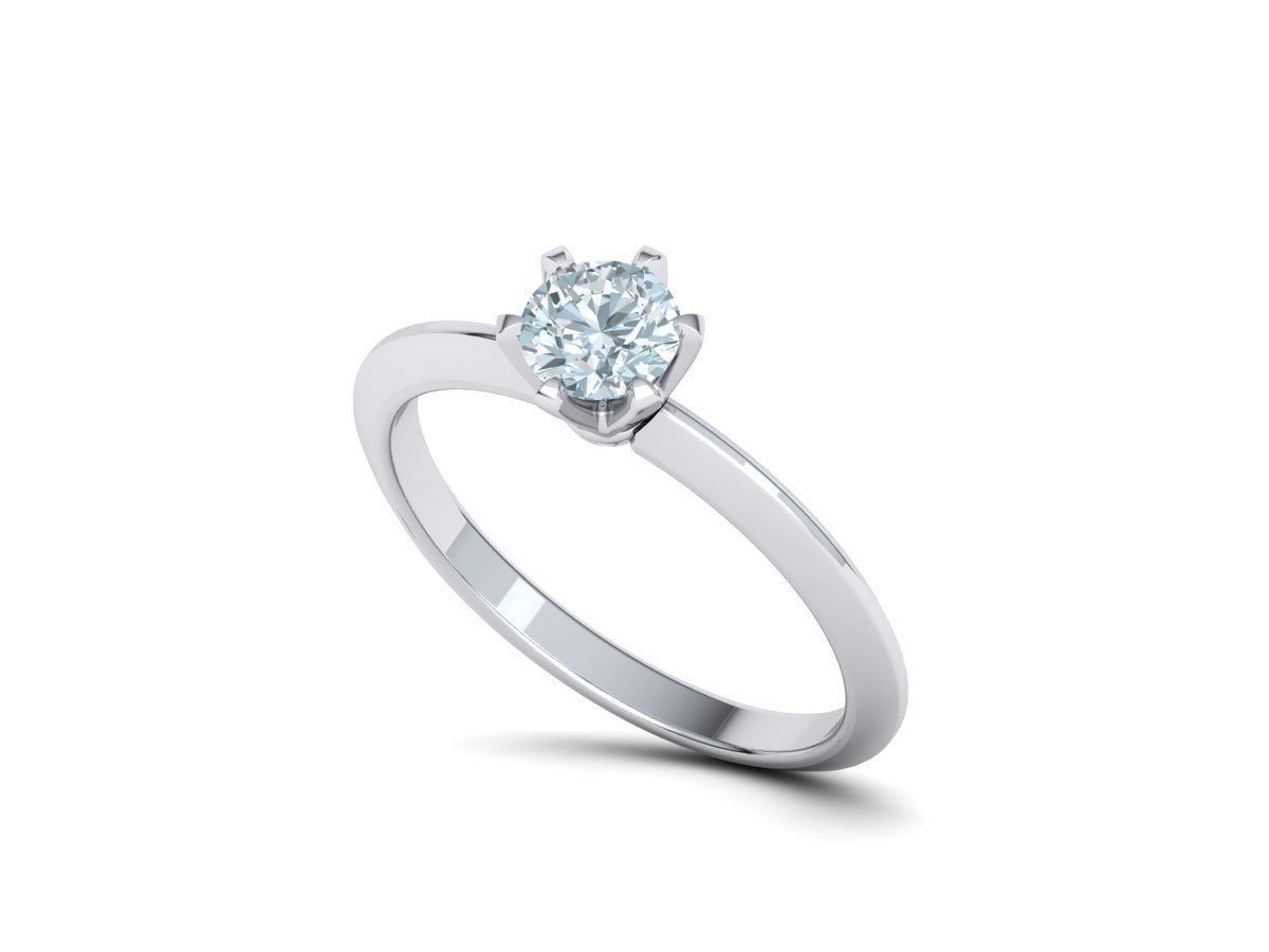 Solitaire 6claw ring with 5mm stone 3dmodel 3D print model_25