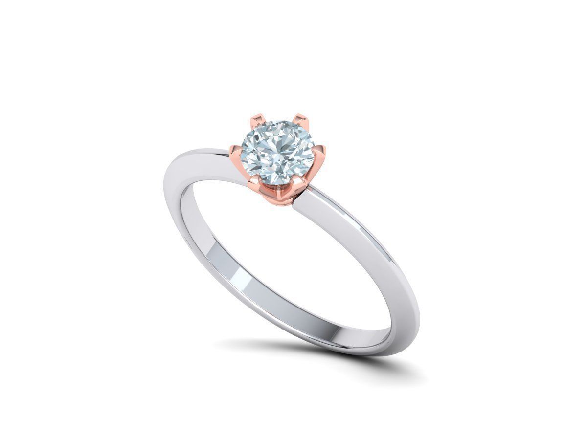 Solitaire 6claw ring with 5mm stone 3dmodel 3D print model_24