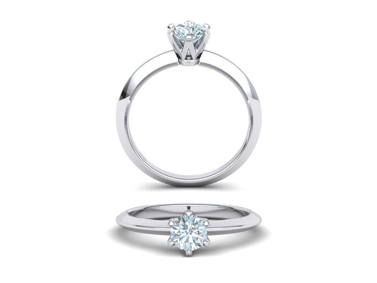Solitaire 6claw ring with 5mm stone 3dmodel 3D print model_22