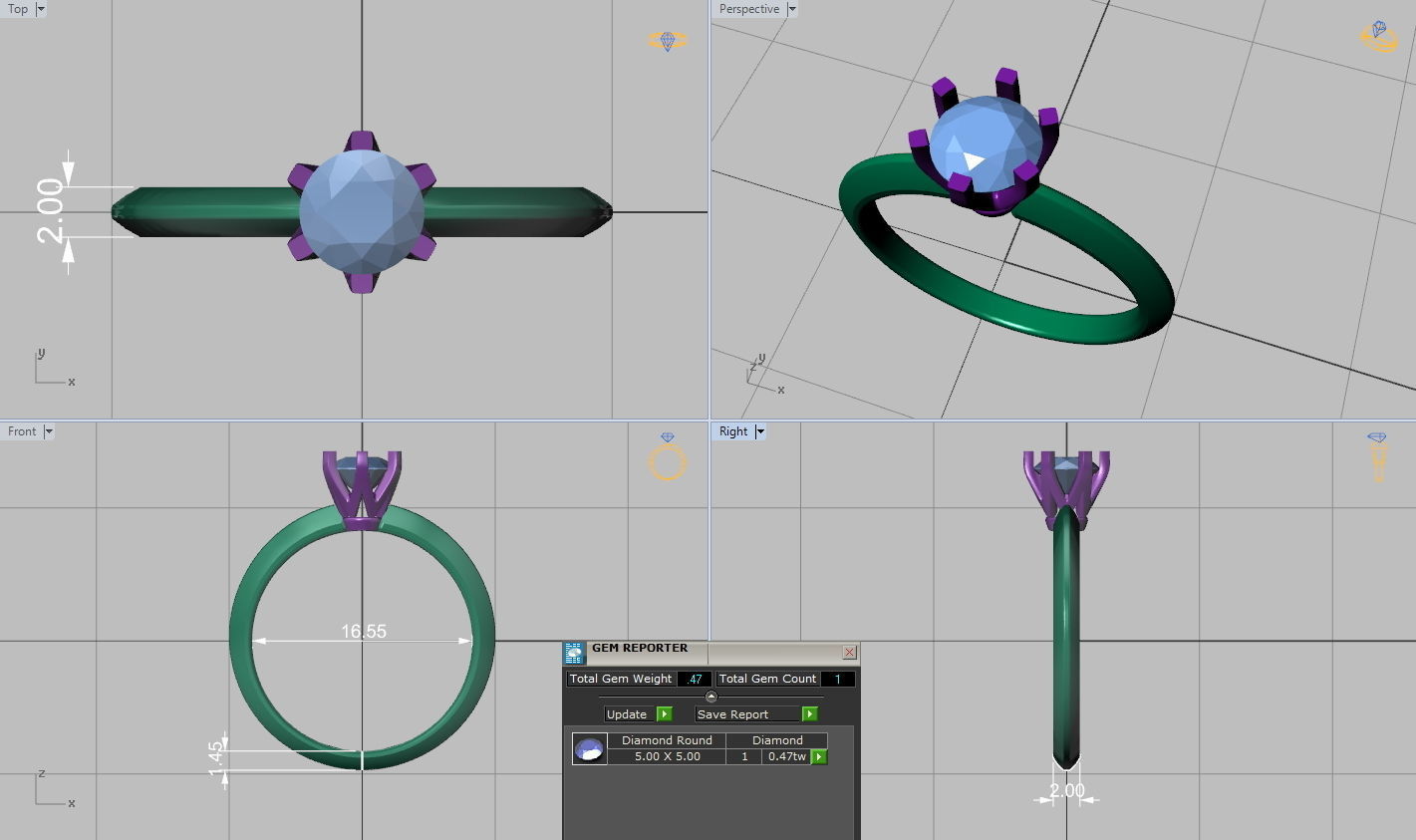 Solitaire 6claw ring with 5mm stone 3dmodel 3D print model_8