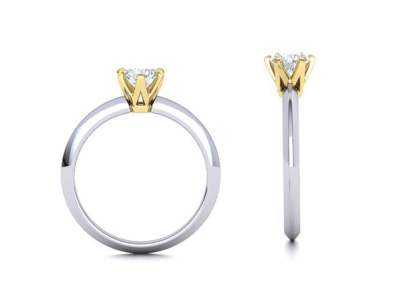 Solitaire 6claw ring with 5mm stone 3dmodel 3D print model_13