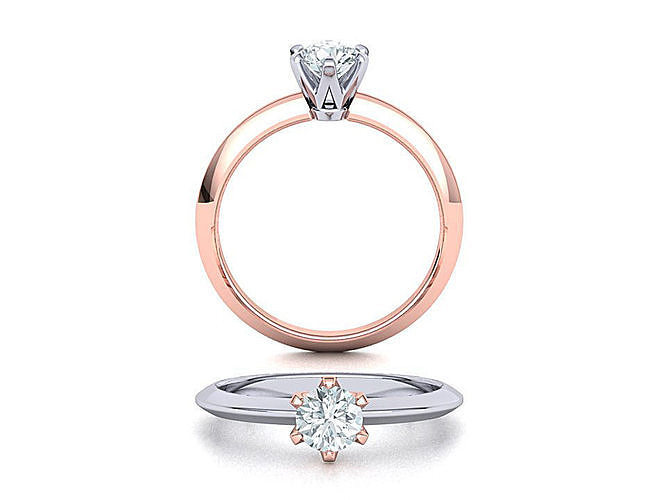 Solitaire 6claw ring with 5mm stone 3dmodel 3D print model