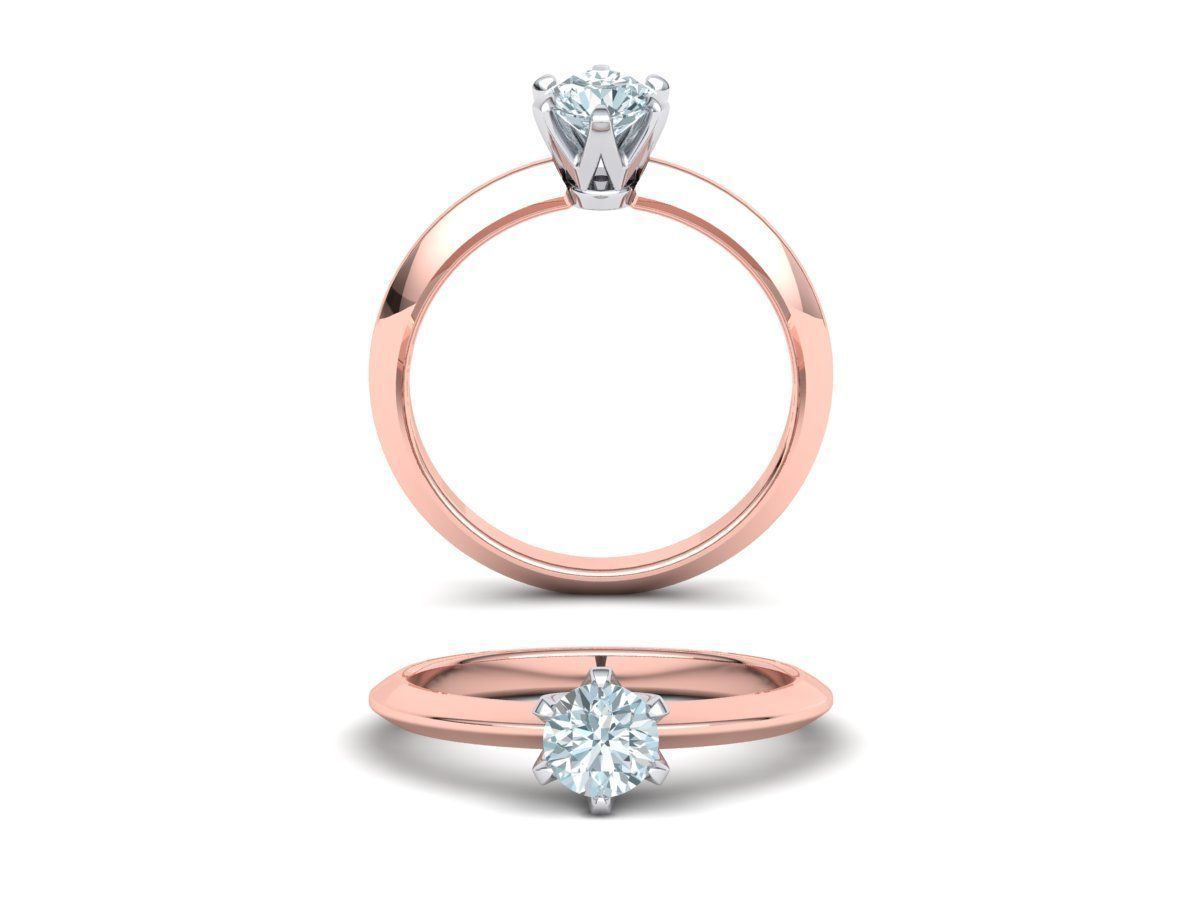 Solitaire 6claw ring with 5mm stone 3dmodel 3D print model_23