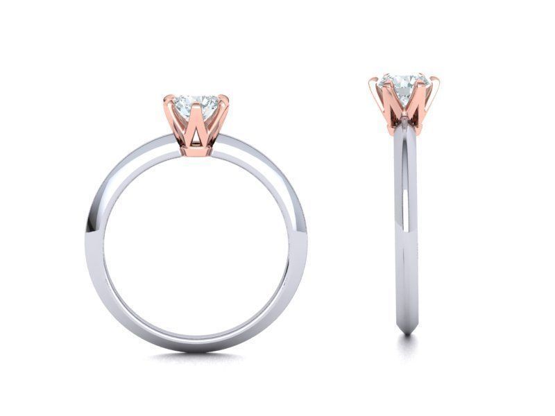 Solitaire 6claw ring with 5mm stone 3dmodel 3D print model_10