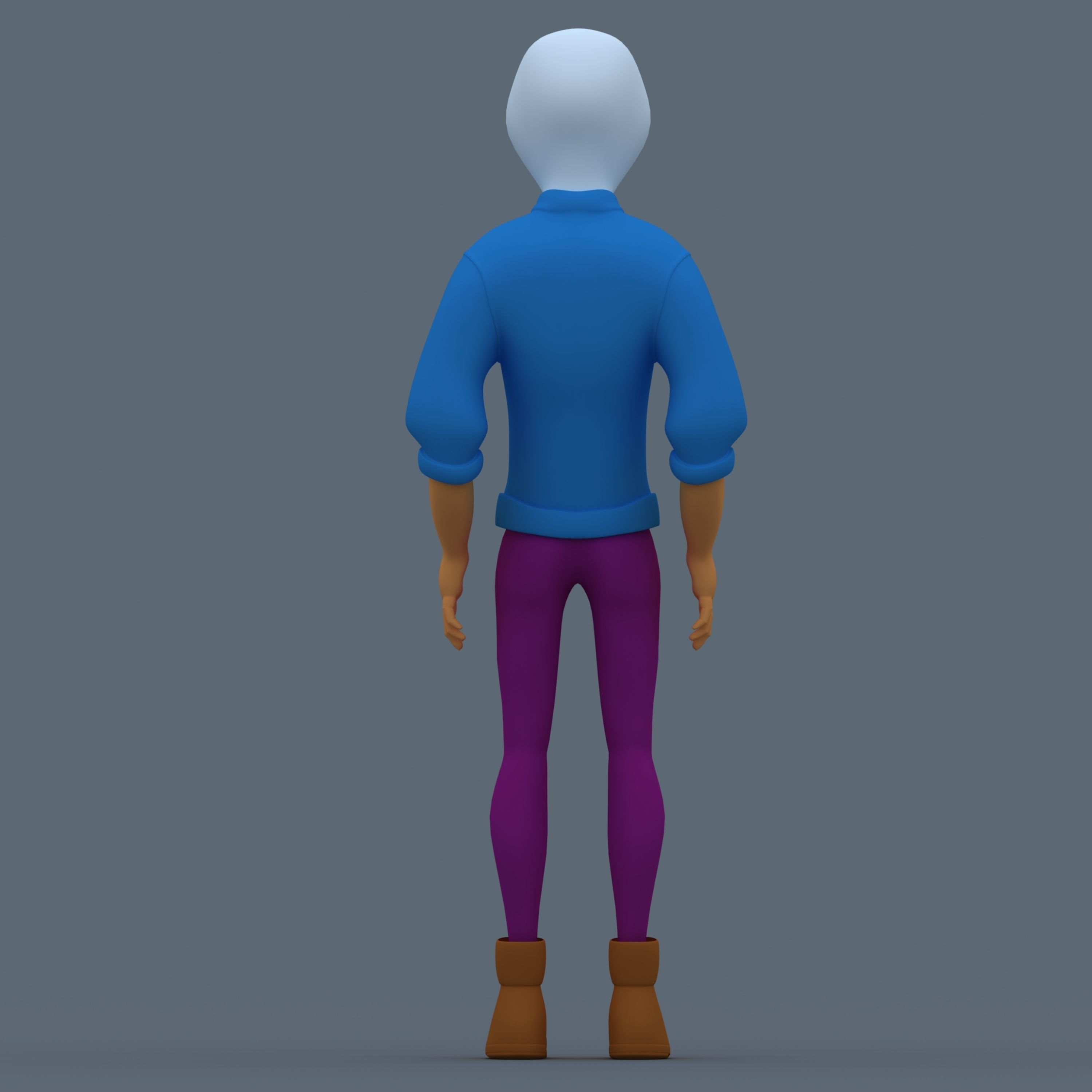 Boy Model cartoon character wearing pants and hoodie 3D model_3