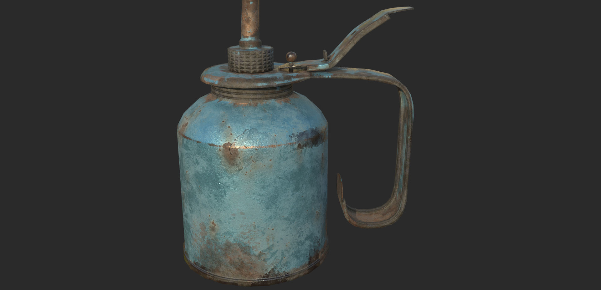 Vintage Oilcan Blue Rusty PBR Game Ready Low-poly 3D model_3