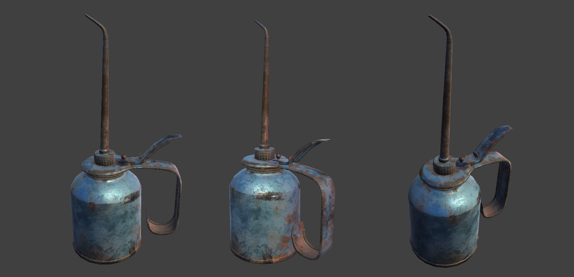 Vintage Oilcan Blue Rusty PBR Game Ready Low-poly 3D model_7