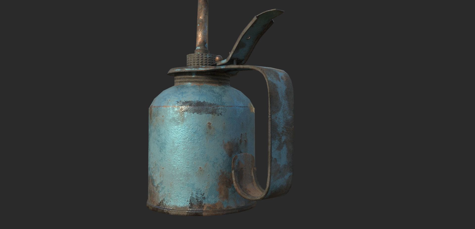 Vintage Oilcan Blue Rusty PBR Game Ready Low-poly 3D model_5