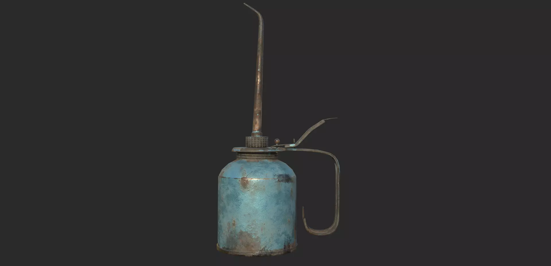 Vintage Oilcan Blue Rusty PBR Game Ready Low-poly 3D model_0