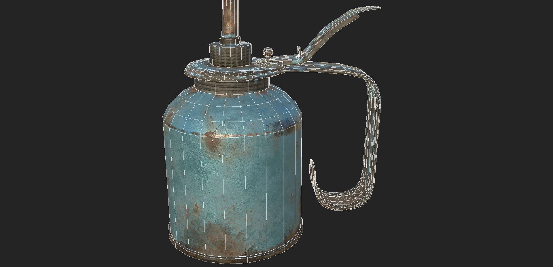 Vintage Oilcan Blue Rusty PBR Game Ready Low-poly 3D model_4