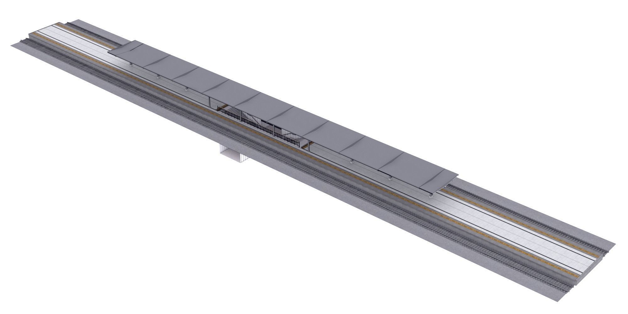 Train platform 3D model 3D model_2