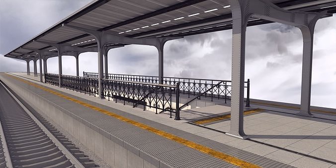 Train platform 3D model 3D model