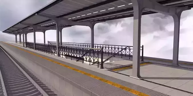 Train platform 3D model 3D model